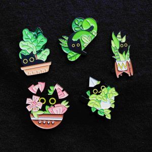 Black Cat & Plant Mystery Pin